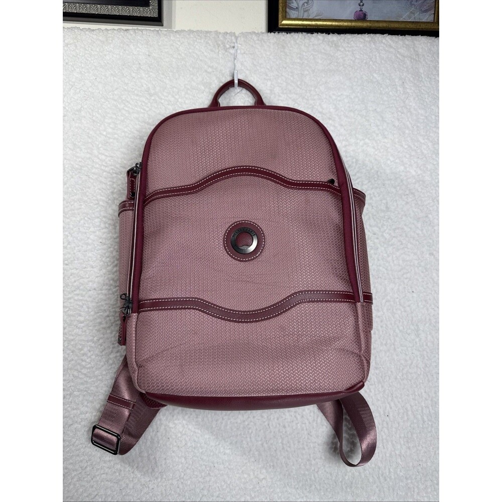 (B7) DELSEY PARIS Chatelet Air 2.0 Travel Laptop Backpack Cream Wine Red